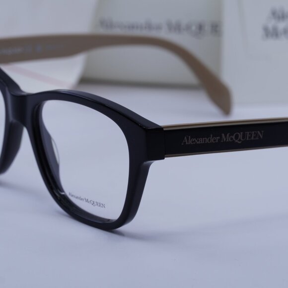 Alexander McQueen AM0306O 004 Square Eyeglasses 52mm - Black/Brown - Picture 3 of 9